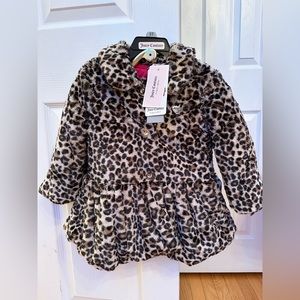 NWT Juicy Couture Toddler girls Leopard Faux Fur Coat